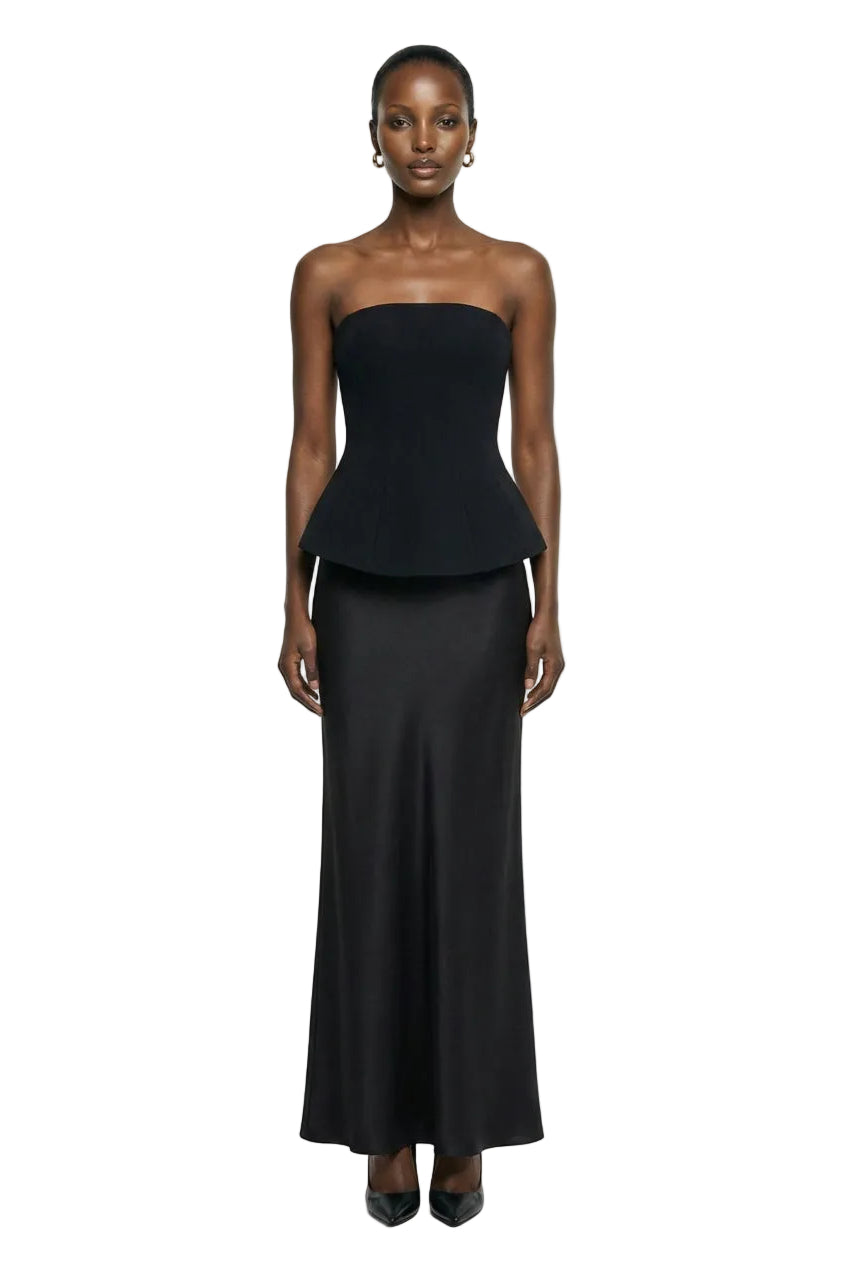 Ohio | Black Strapless Corset Maxi Dress