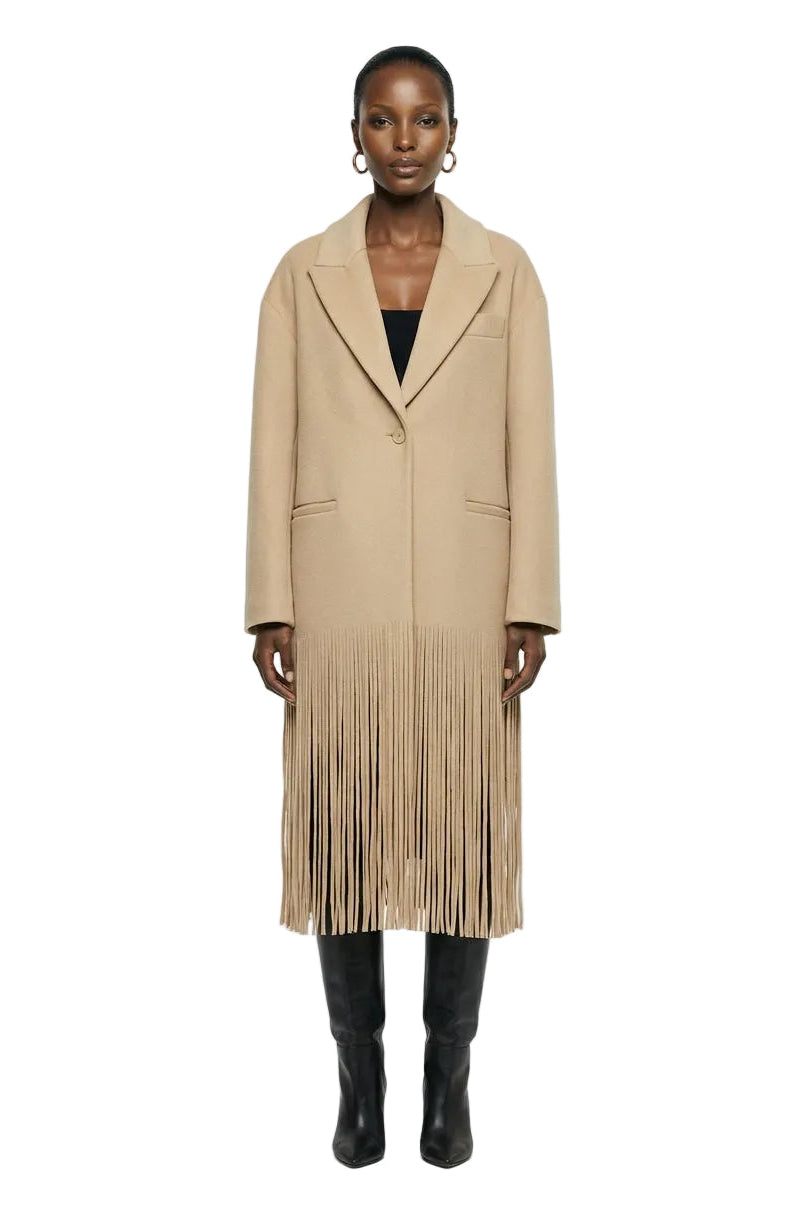 Statement Fringe Hem Longline Blazer Coat - Final Sale