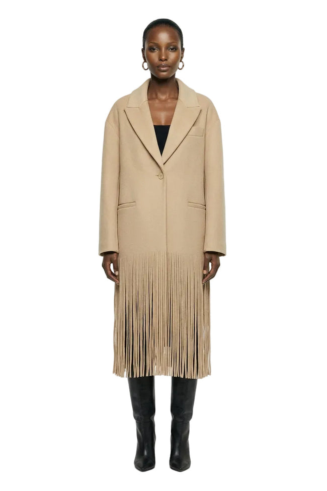 Statement Fringe Hem Longline Blazer Coat - Final Sale Hover Image