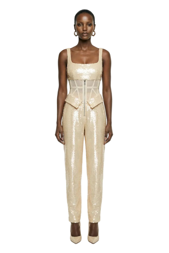 CORSET CREAM PANTS | Tayfun Kaba Hover Image