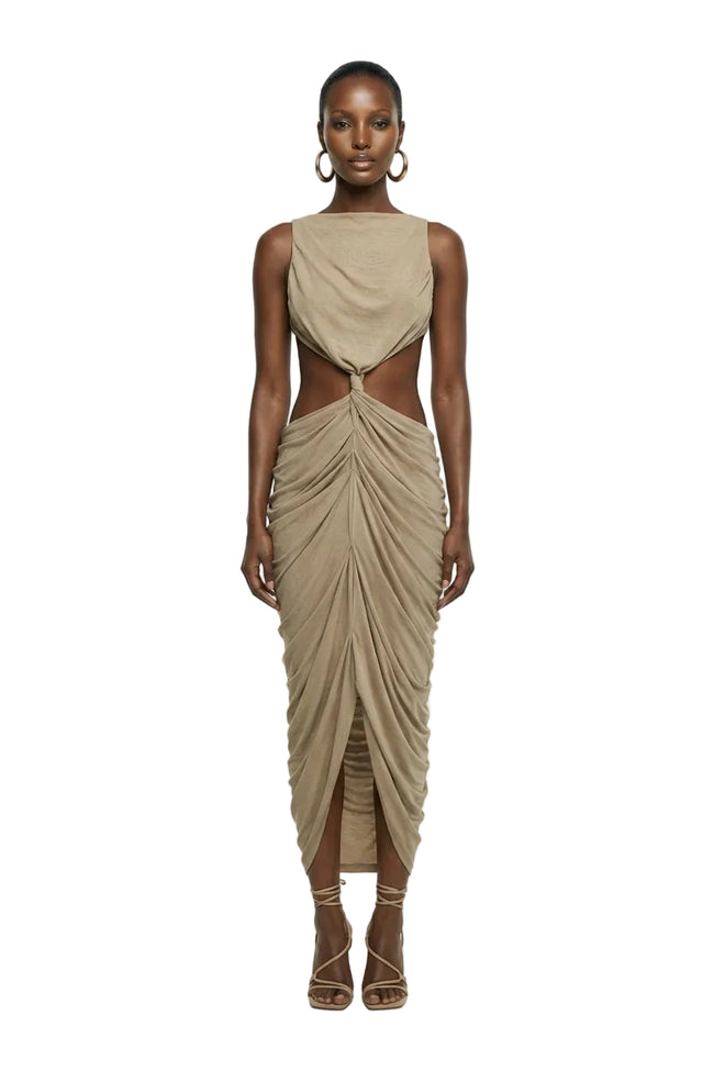 KRYSTA FRENCH GRAY MAXI DRESS | Deme By Gabriella Hover Image