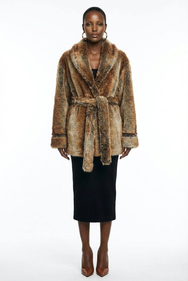 x Emma Leger Margot Faux Fur Coat Hover Image