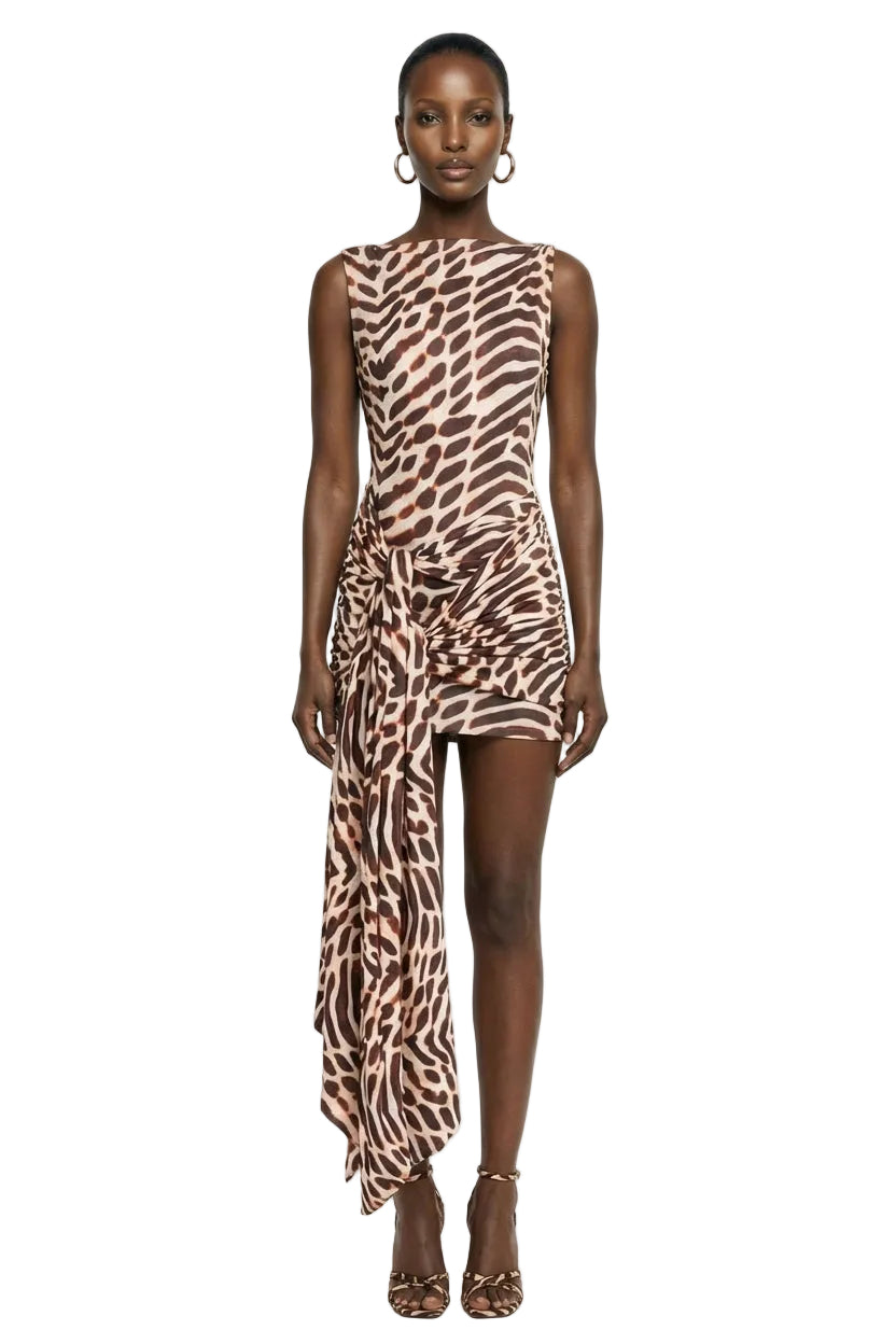 JUNGLE TIES LEOPARD MINI DRESS