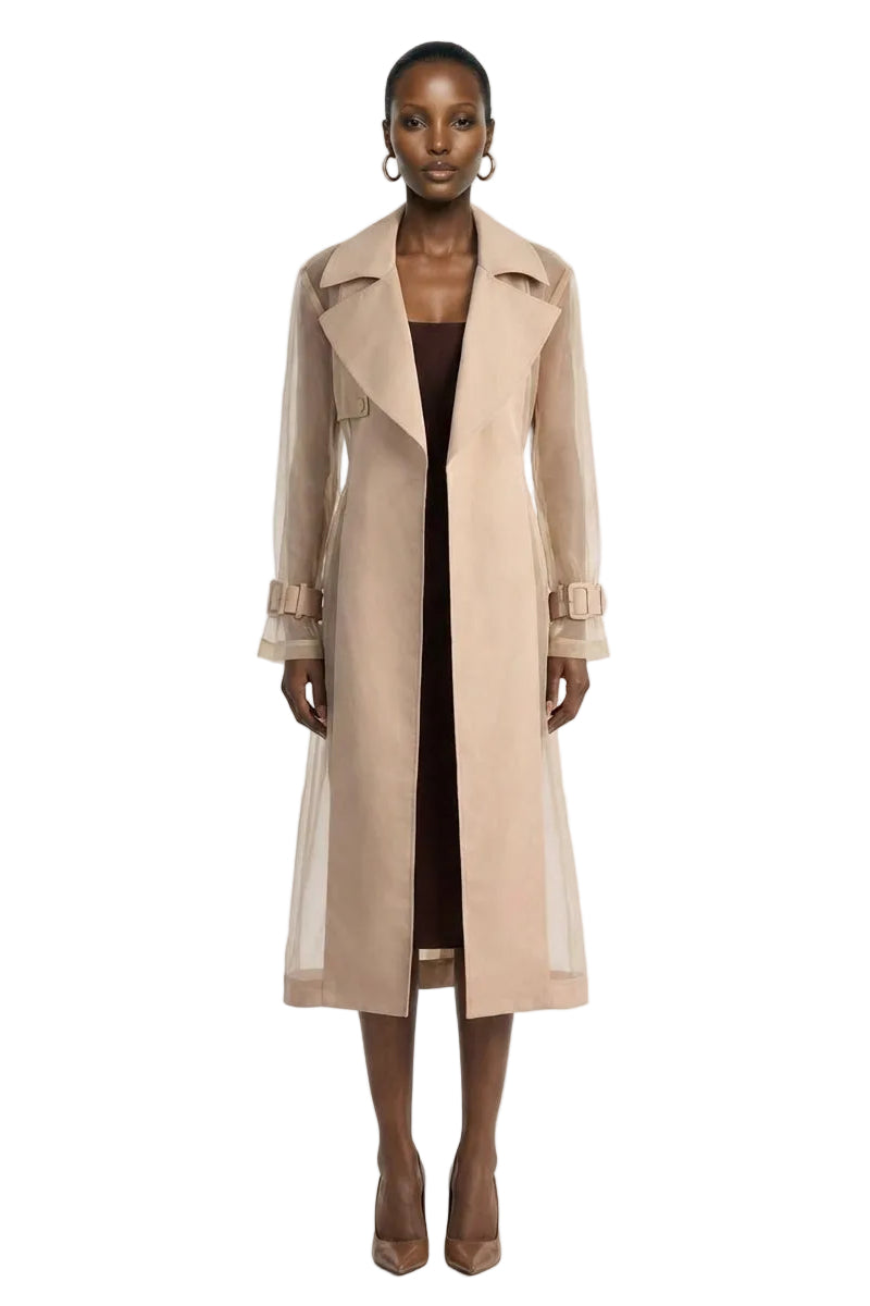 SILVIA SHEER MAXI TRENCH