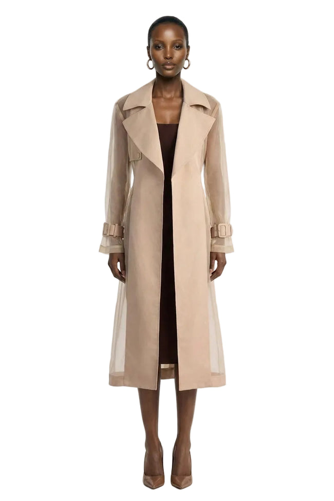 SILVIA SHEER MAXI TRENCH Hover Image