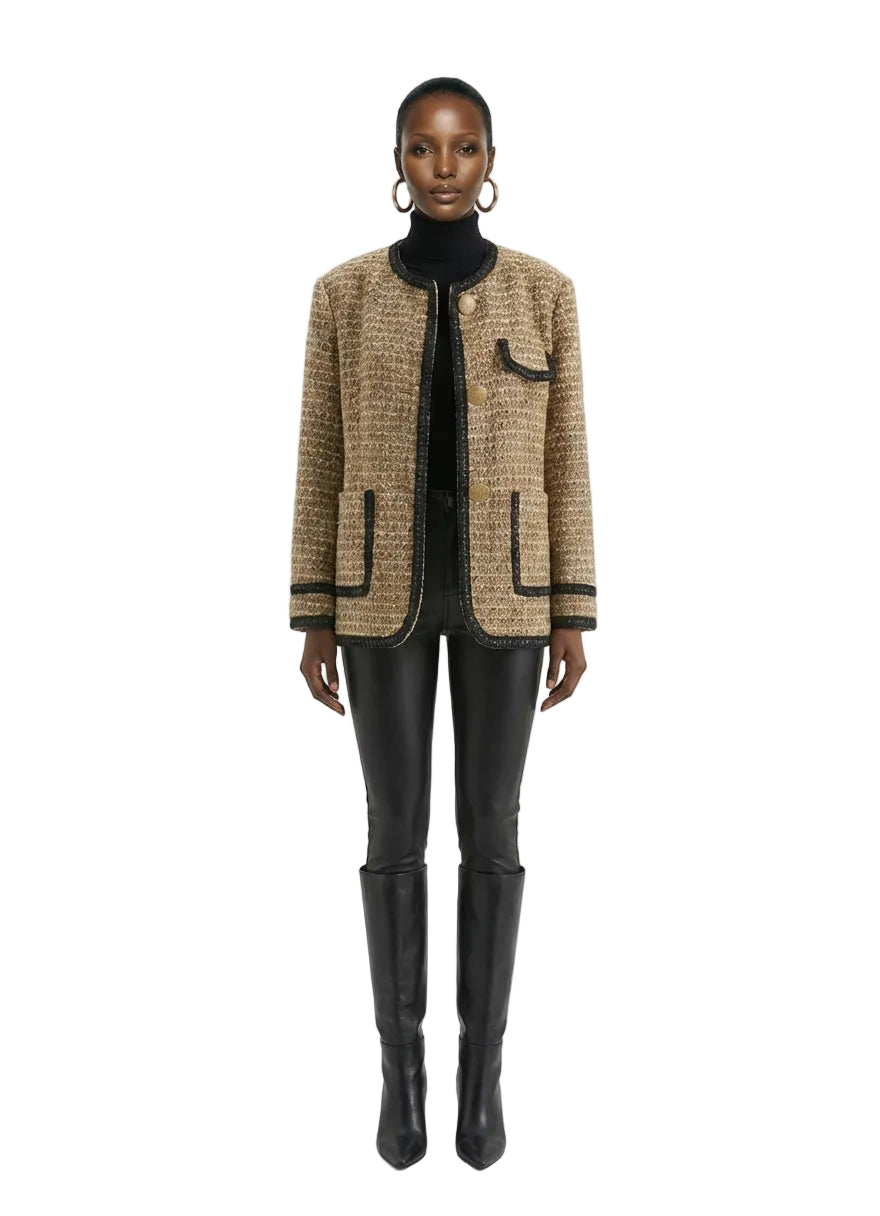 [PRE-ORDER]  Vintage-Inspired Contrast Edge Tweed Coat
