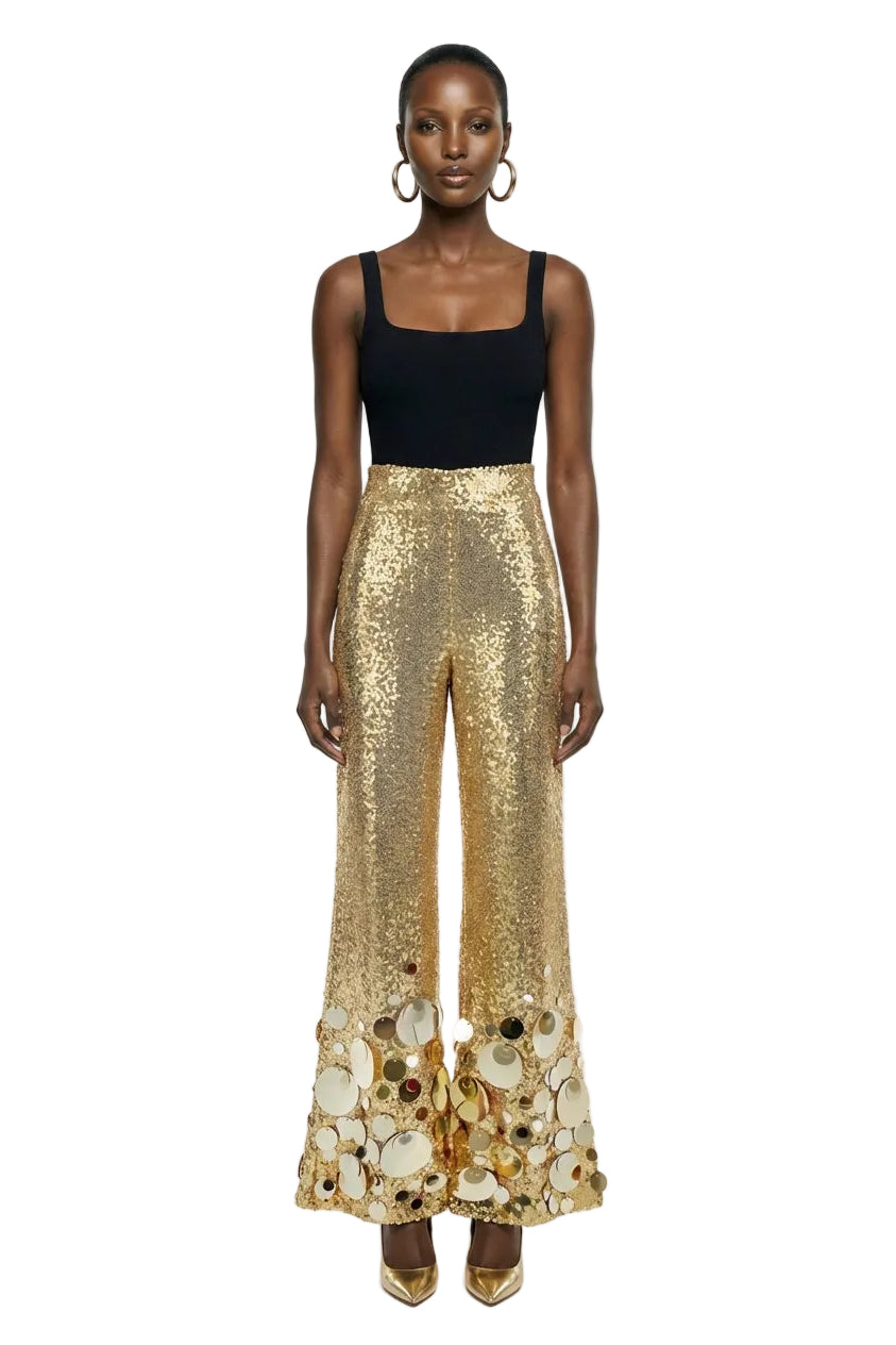 LINDA STRAIGHT-LEG PANTS IN GOLD | Alersundi