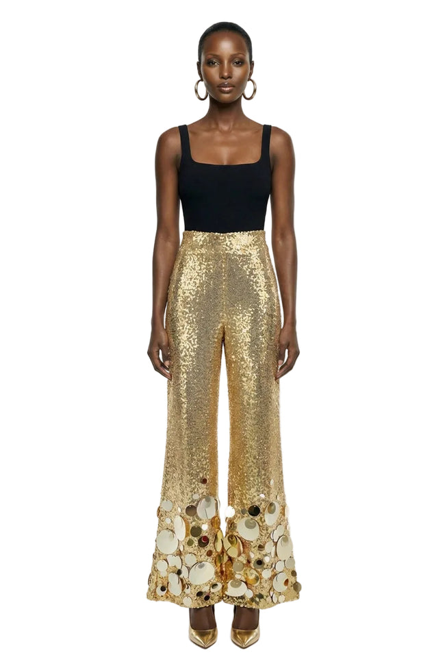 LINDA STRAIGHT-LEG PANTS IN GOLD | Alersundi Hover Image