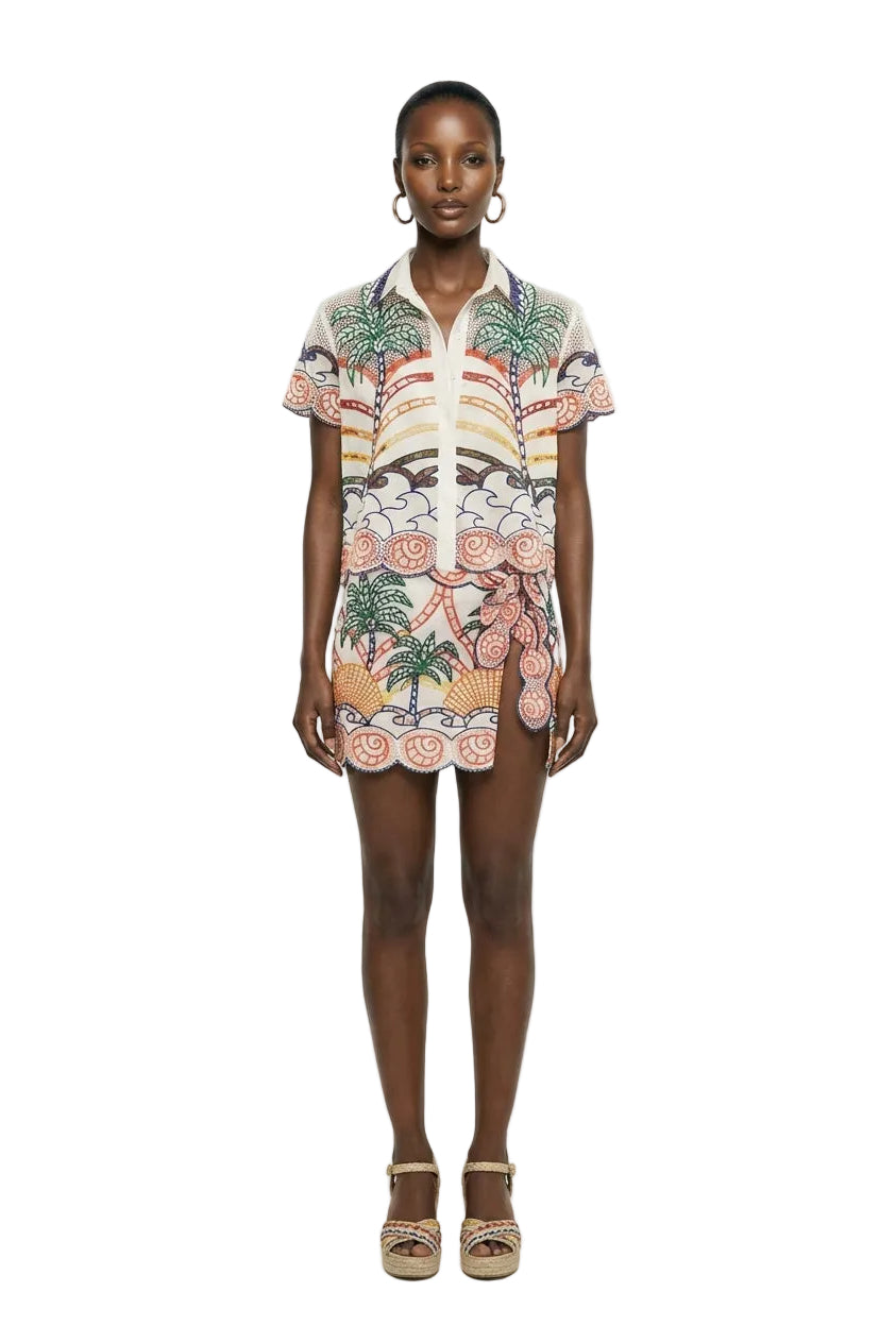 Off-White Tropical Graphic Richelieu Mini Skirt