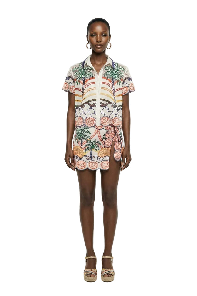 Off-White Tropical Graphic Richelieu Mini Skirt Hover Image