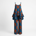 Osundu Ankara Faux Silk Tiered Camisole & Wide-Leg Trouser Set