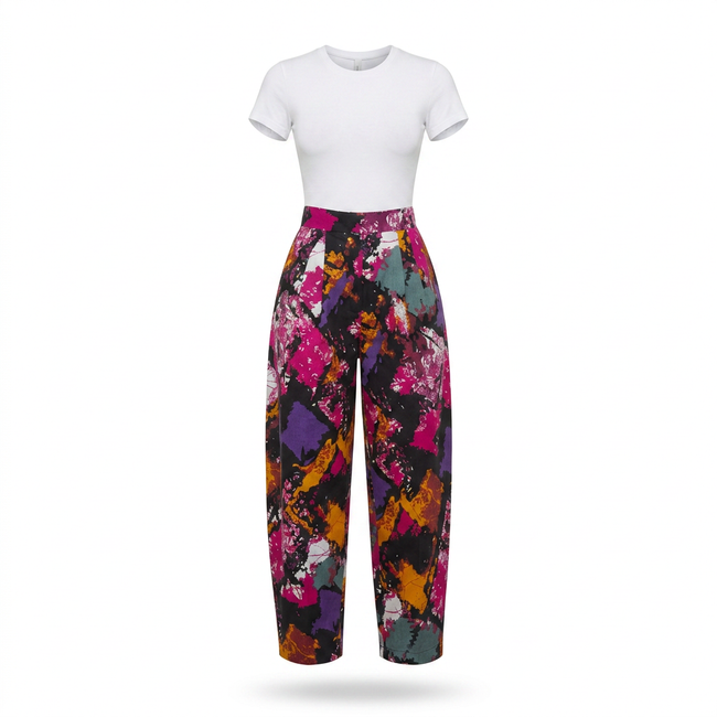 Oga Ankara High-Waisted Pants - Luxurious Flow & Comfort Hover Image