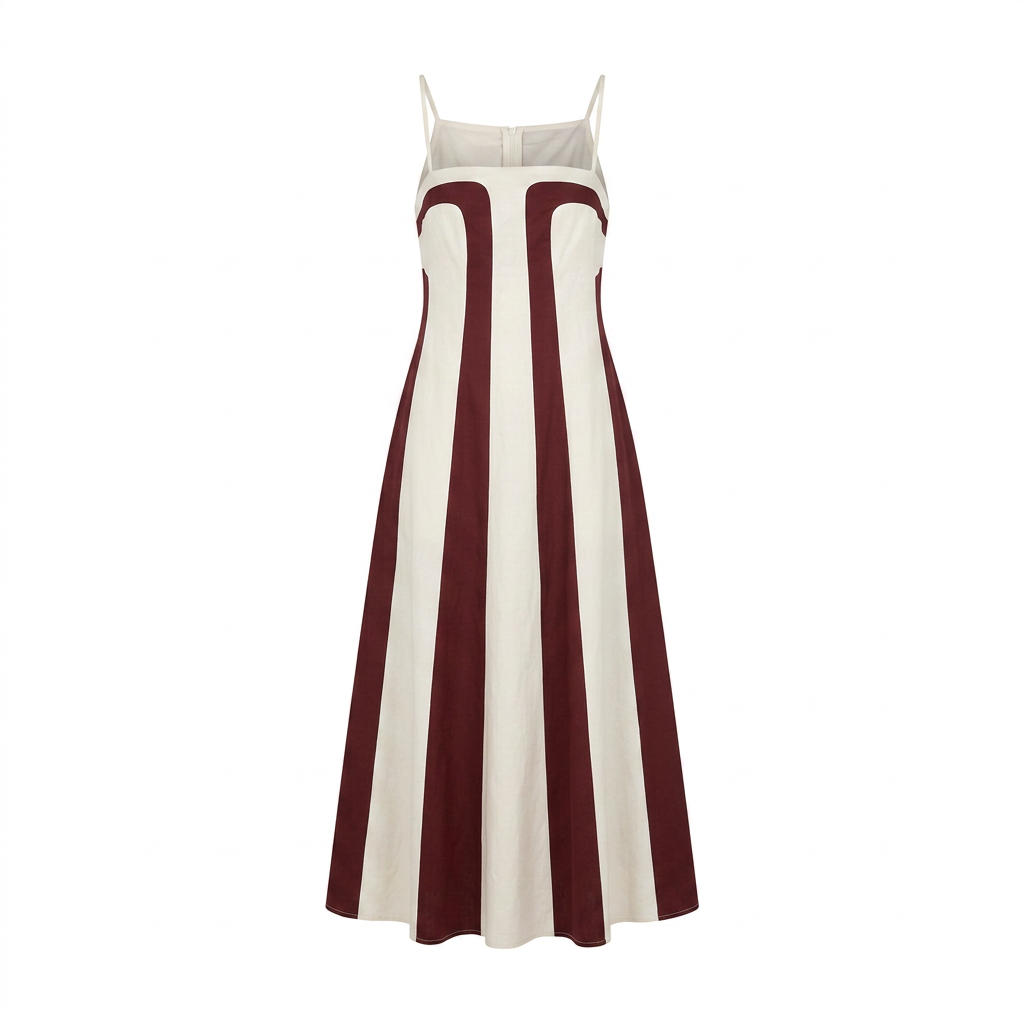 RACHEL Rachel Roy Women's Eleni Linen Stripe Square Neck Maxi Dress