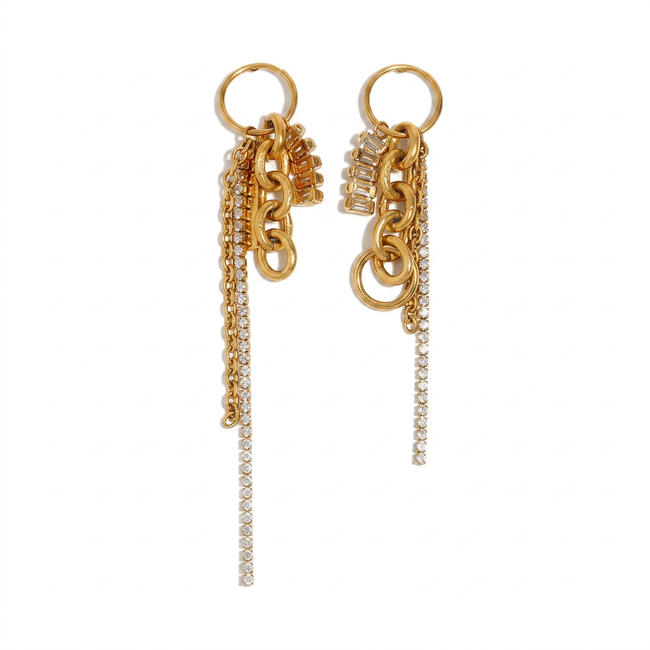 Audacious Mixed Metal Chain Studs Hover Image
