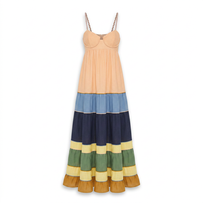 Multicolor Pleats Maxi Dress Hover Image