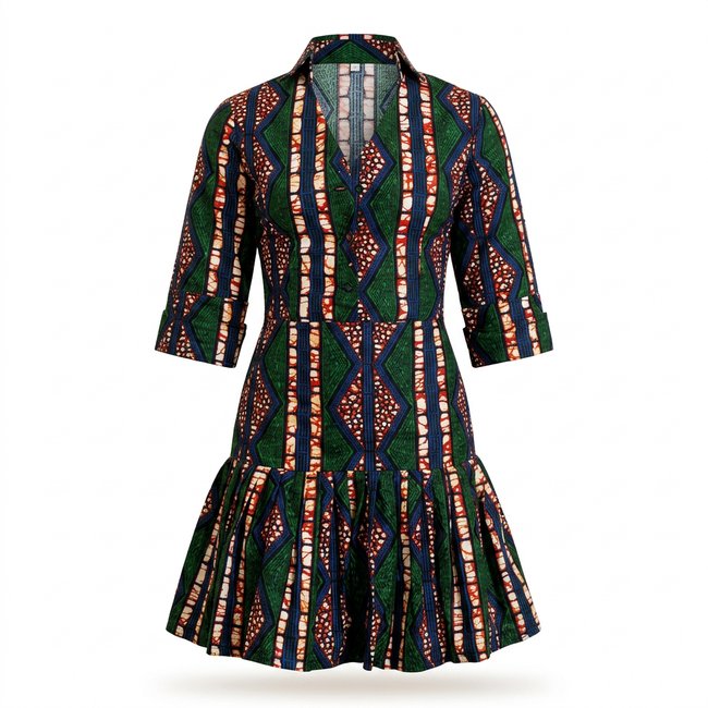 Isiopko Ankara Midi Dress – Vibrant African Chic Hover Image