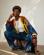 Vibrant Patchwork Denim Kimono
