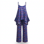 Ikuchi Ankara Faux Silk Tiered Camisole & Wide-Leg Trouser Set
