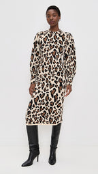 Leopard Print Knit Midi Dress