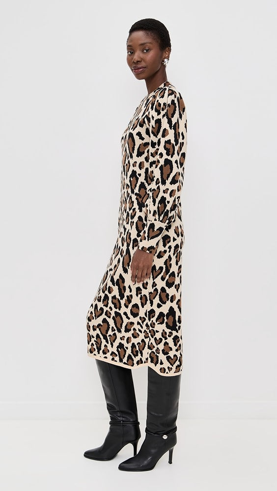 Leopard Print Knit Midi Dress