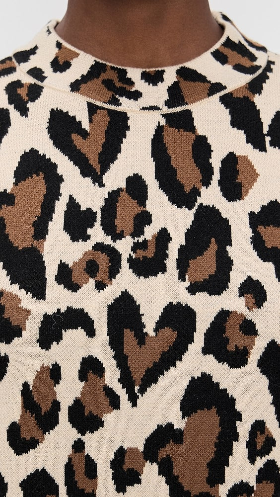 Leopard Print Knit Midi Dress