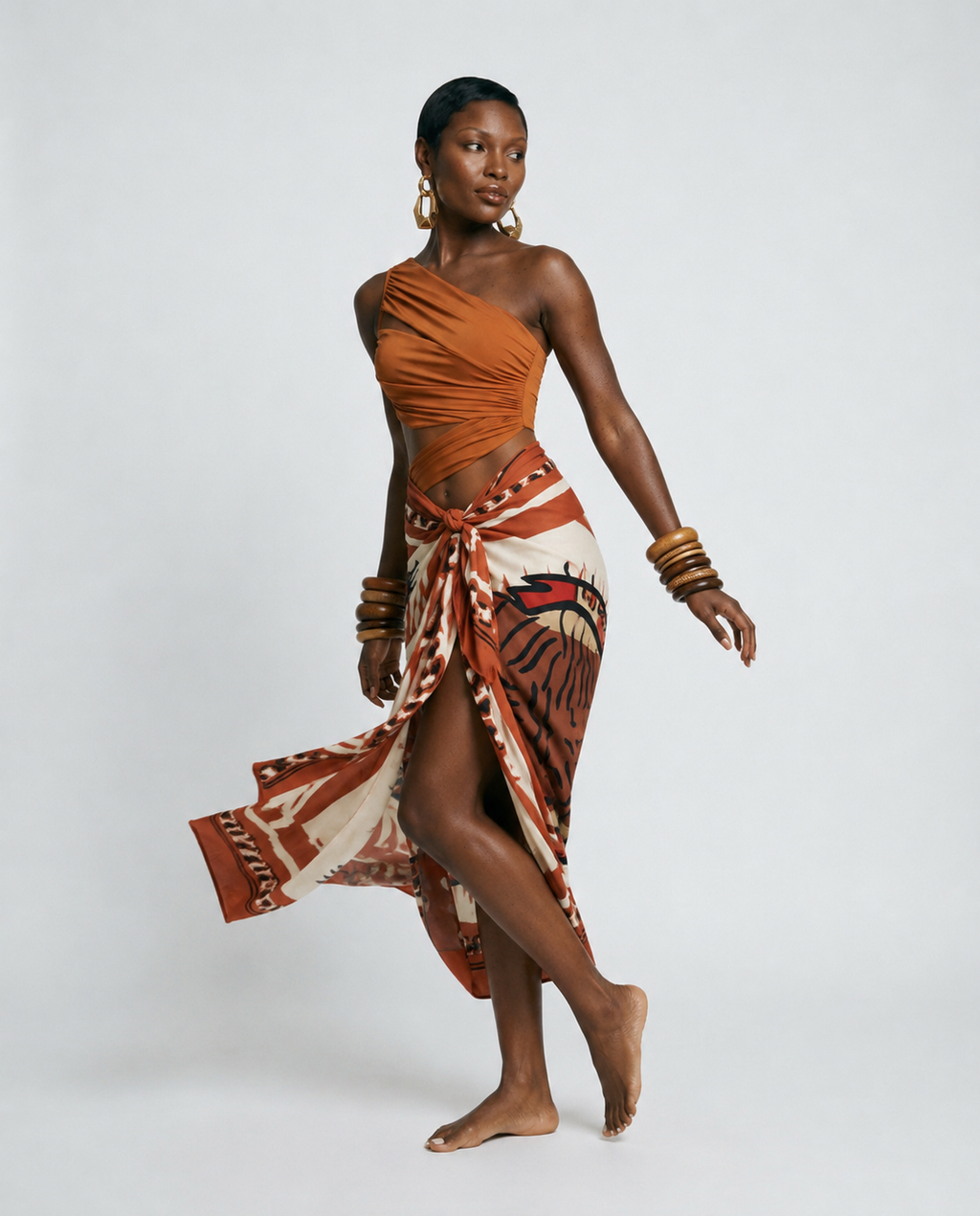 Wanderlust Printed Sarong Swimsuit Set