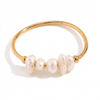 Elegant Gold Pearl Stacking Ring