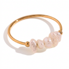Elegant Gold Pearl Stacking Ring