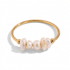 Elegant Gold Pearl Stacking Ring