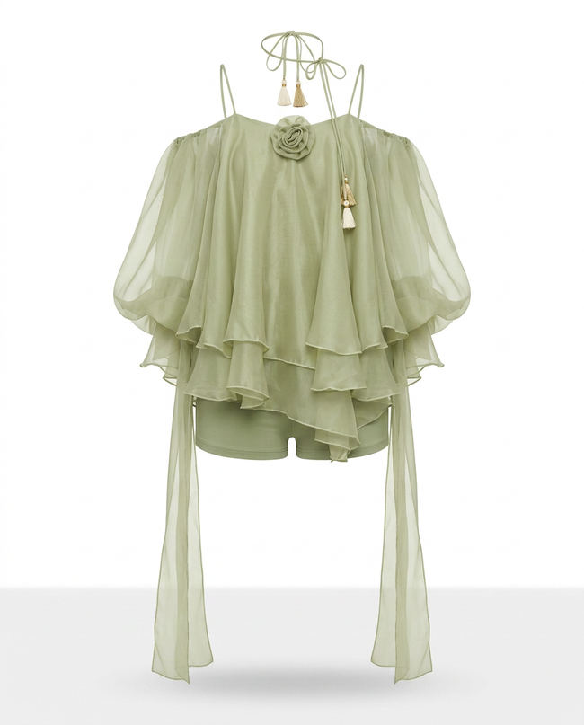 Ethereal Ruffled Mini Dress Hover Image