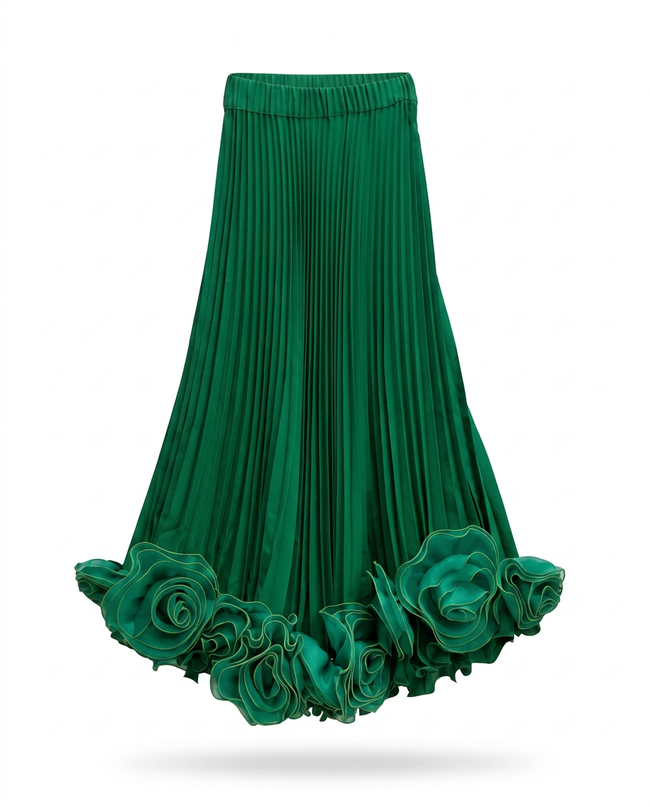 Radiant Pleated Floral Maxi Skirt Hover Image