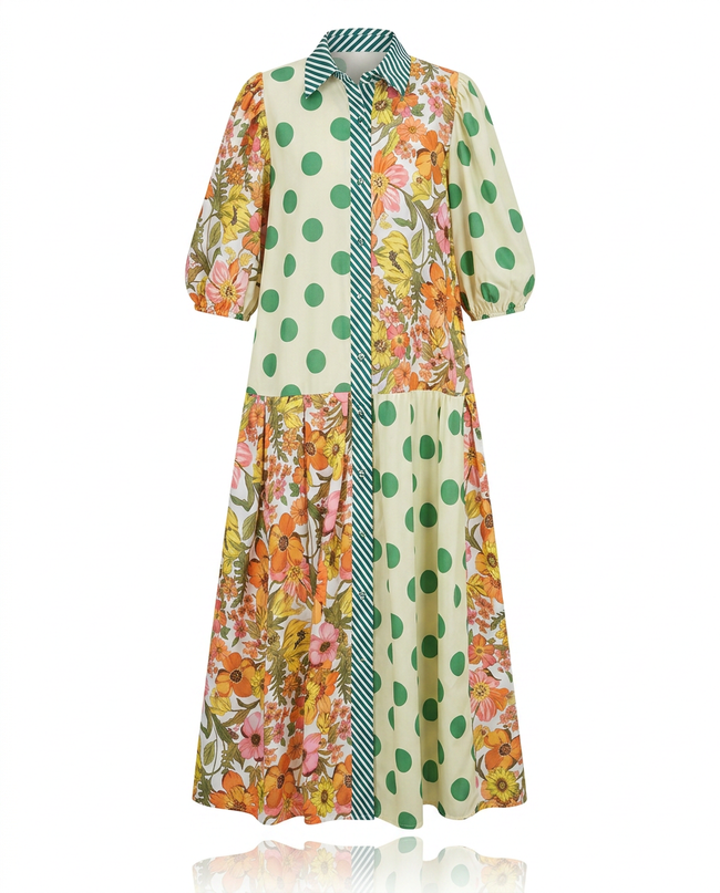 Spirited Printed Loose Maxi Dress Hover Image