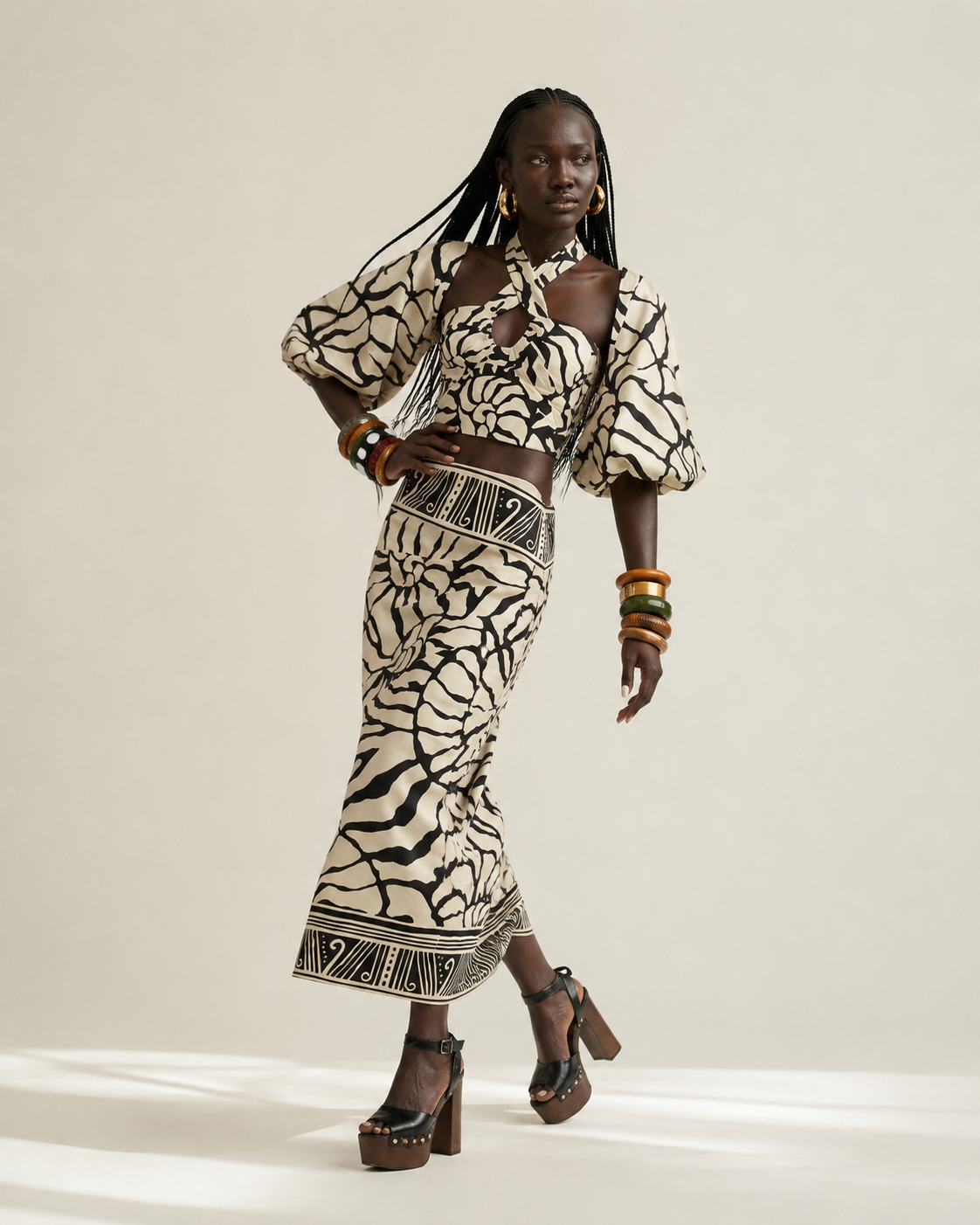 Free Spirit Patterned Long-Sleeve One-Piece