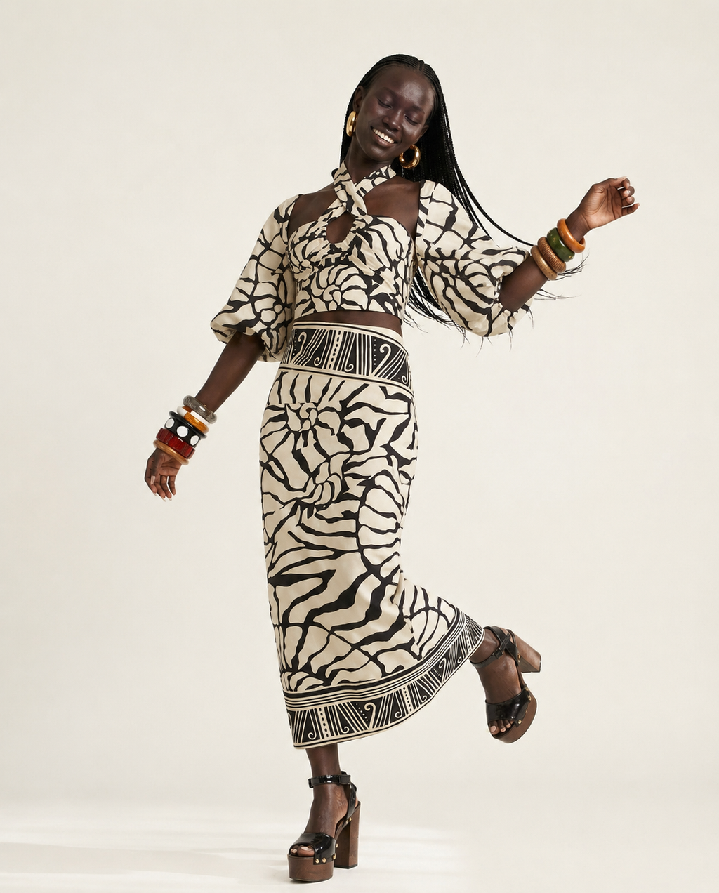 Free Spirit Patterned Long-Sleeve One-Piece