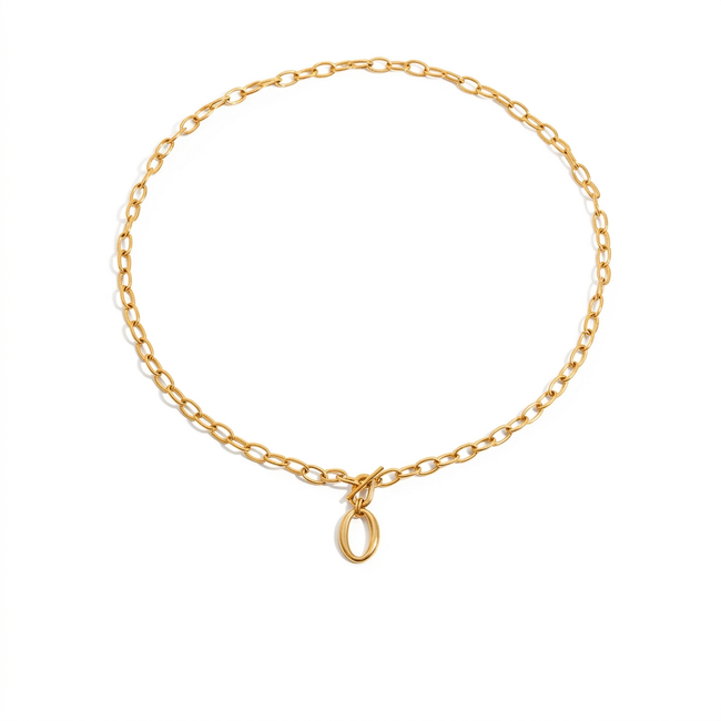 Empowered Gold Layered Oval Necklace Hover Image