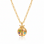 Vibrant Gold Zircon Ladybug Pendant Necklace