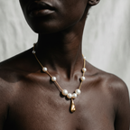 Celestial Gold Pearl Pendant Necklace