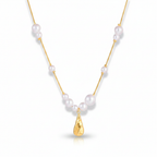 Celestial Gold Pearl Pendant Necklace