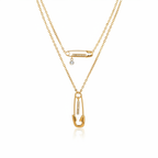 Bold Gold-Plated Layered Pendant Necklace