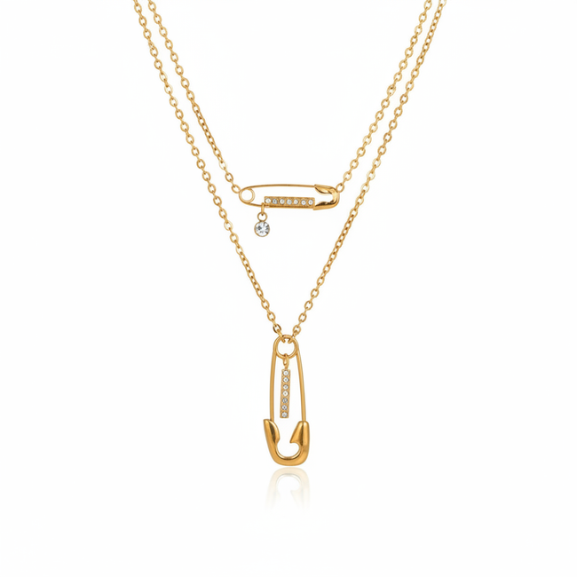 Bold Gold-Plated Layered Pendant Necklace Hover Image