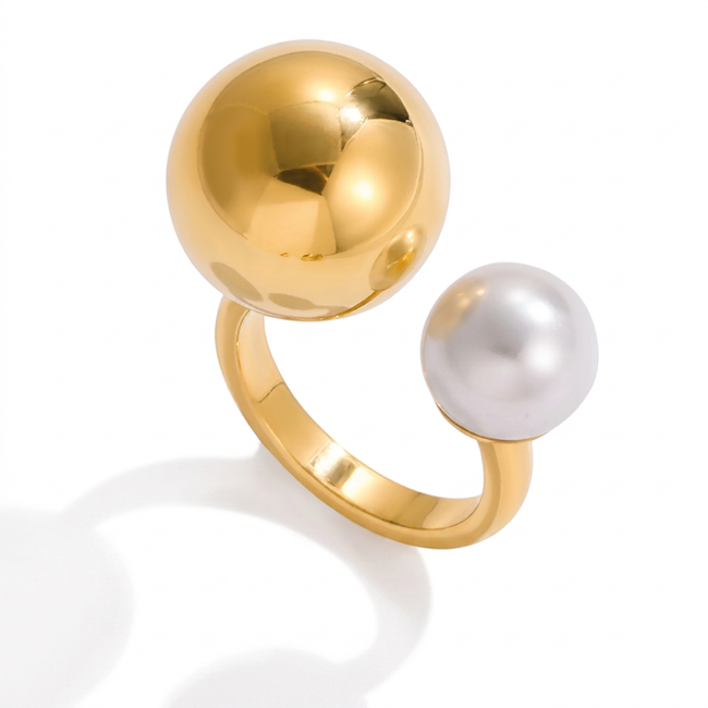 Worthy Gold Pearl Sphere Ring Hover Image