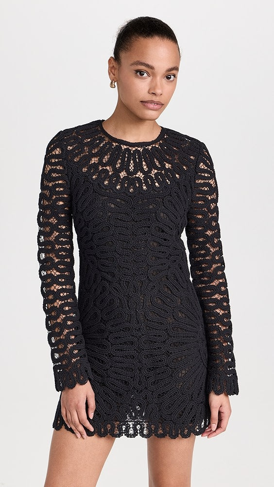 Mccall Cage Crochet Embroidery Mini Dress