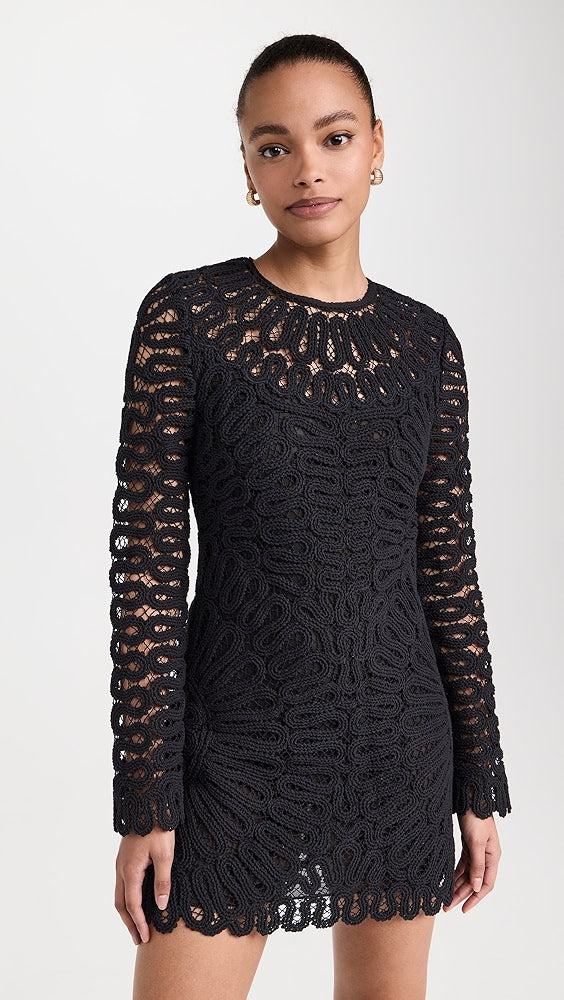 Mccall Cage Crochet Embroidery Mini Dress