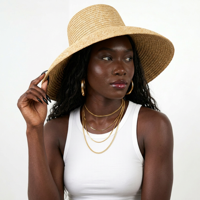 Wanderlust Straw Wide Brim Sun Hat Hover Image