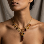Magnetic Gold Charm Statement Necklace