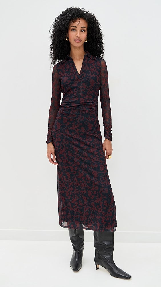 Long Sleeve Polo Midi Dress