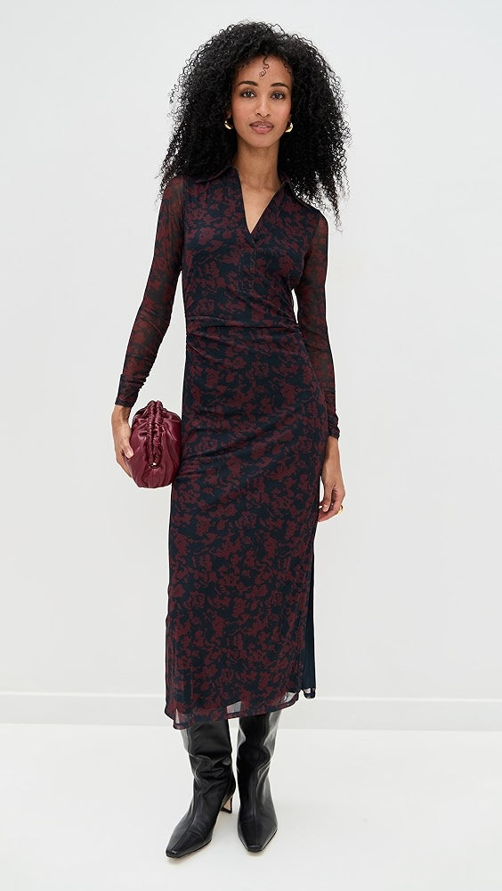 Long Sleeve Polo Midi Dress