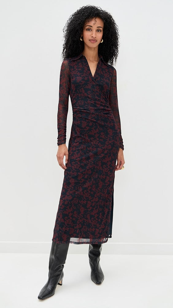 Long Sleeve Polo Midi Dress