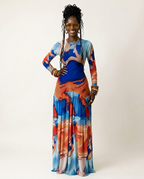 Vibrant Tie-Dye Pleated Maxi Dress