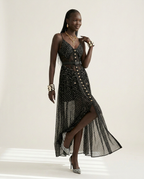 Audacious Polka Dot Mesh Maxi Dress